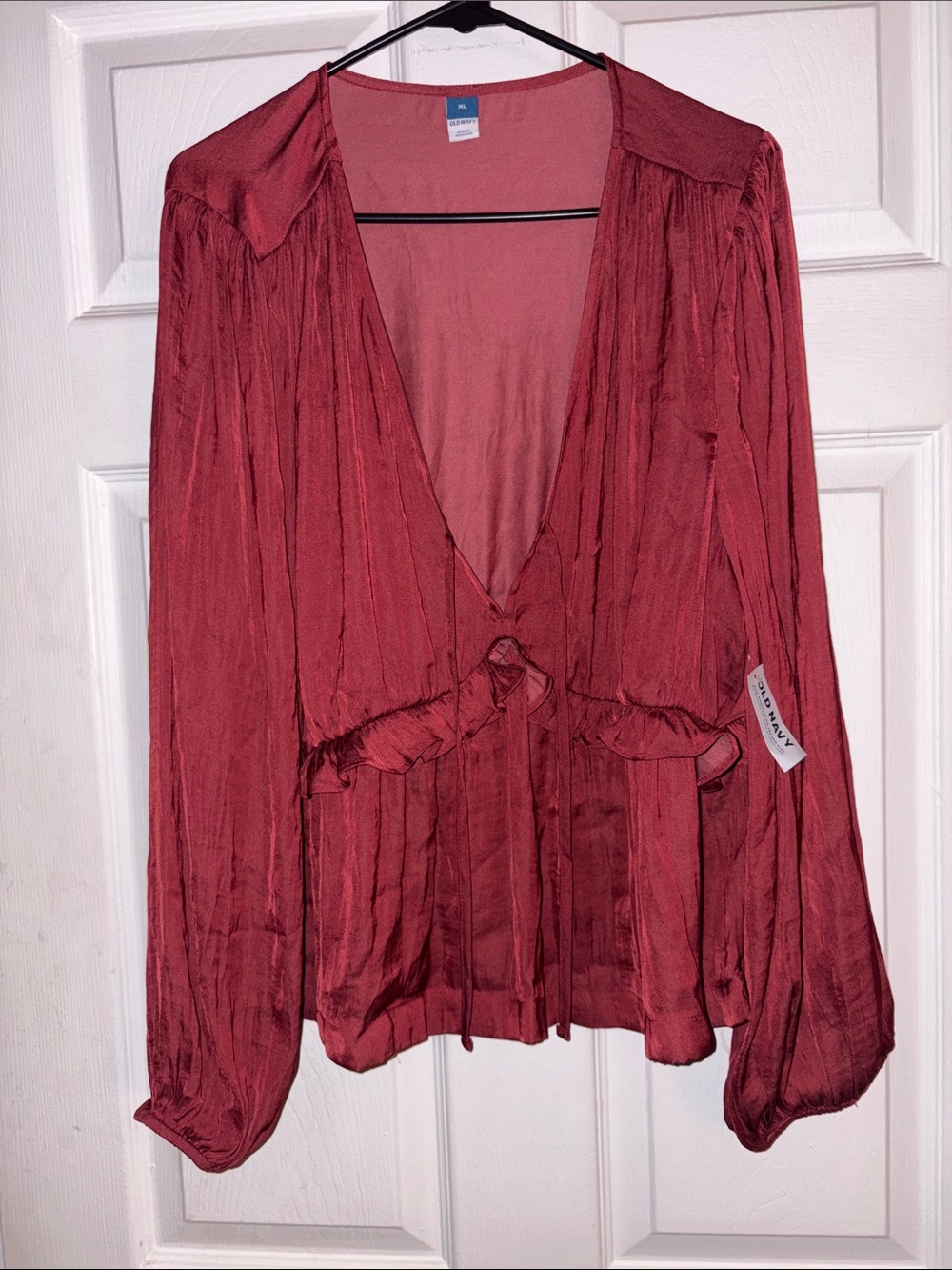 Old Navy Rust Red V-Neck Long Sleeve Blouse